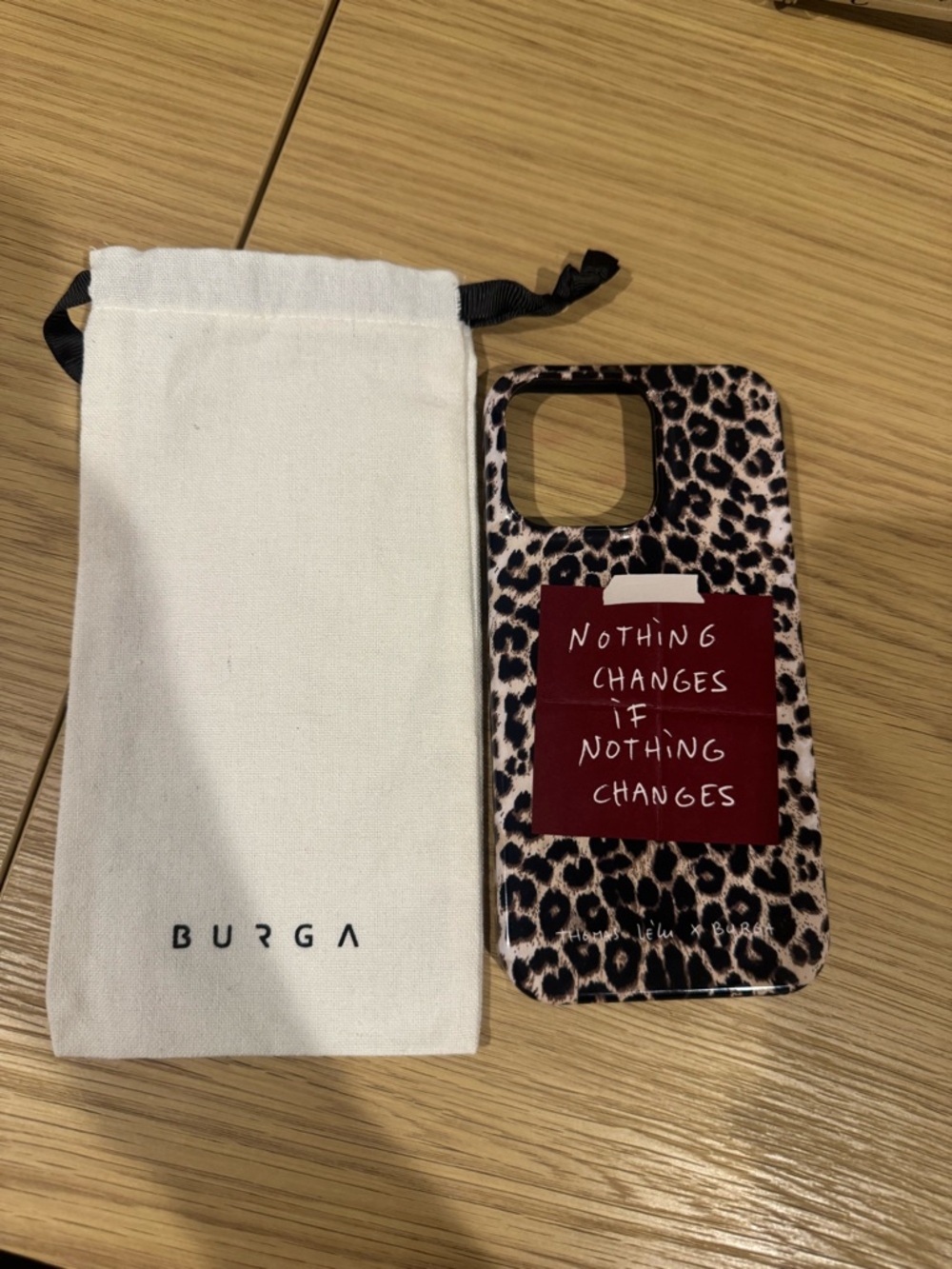 Burga Leopard Print Phone Case with Red Quote Accent